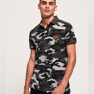 Superdry, Men's Camo Polo Shirt - Grey/Black MD